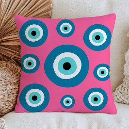 Turquoise Boze Ogen Op Pastel Roze Boheemse Nazar Kussen