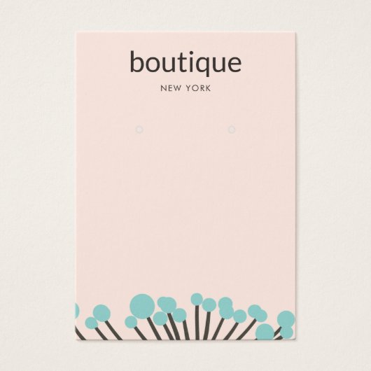 Turquoise Branch Pink Earring Display Card Visitekaartje (Voorkant)
