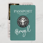 Turquoise Brazilië paspoort Bewaar de datum Save The Date (Voorkant / Achterkant)