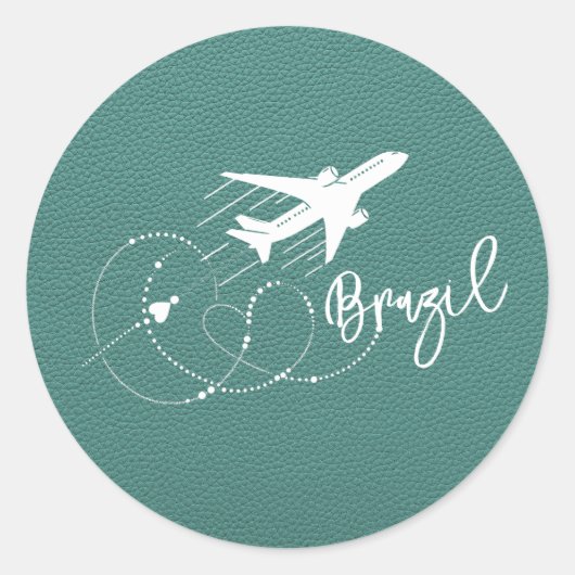 Turquoise Brazilië Paspoort Ronde Sticker (Voorkant)