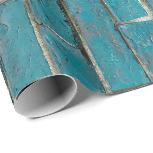 Turquoise Brick Wall Pattern Cadeaupapier (Rol Hoek)