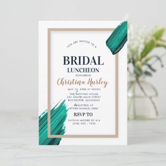 turquoise Bridal Luncheon acrylmoder Kaart (Staand voorkant)