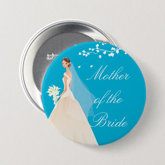 Turquoise Bride MOB Bridal Party Button (Voorkant /achterkant)