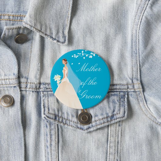 Turquoise Bride MOG Bridal Party Button (In situ)
