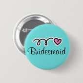 Turquoise bridesmaid-knoppen ronde button 5,7 cm (Voorkant /achterkant)