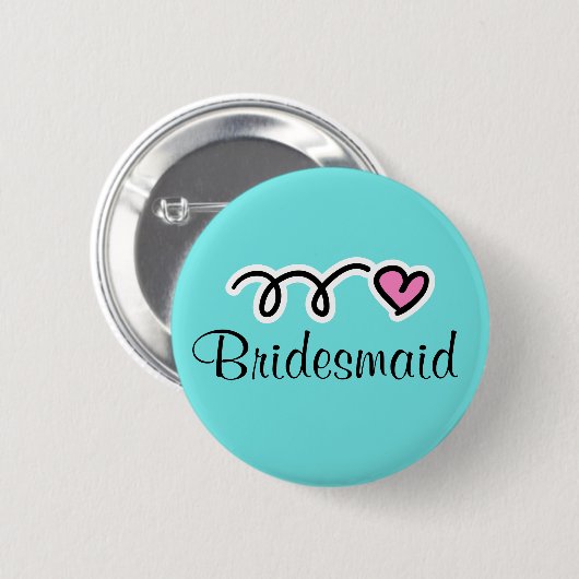 Turquoise bridesmaid-knoppen ronde button 5,7 cm (Voorkant /achterkant)