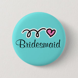 Turquoise bridesmaid-knoppen ronde button 5,7 cm