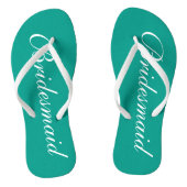 Turquoise bridesmaid teenslippers voor strandbruil (Voetbed)