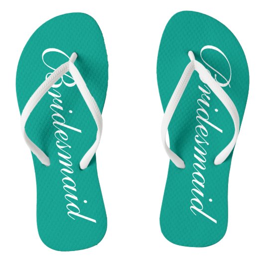 Turquoise bridesmaid teenslippers voor strandbruil (Voetbed)