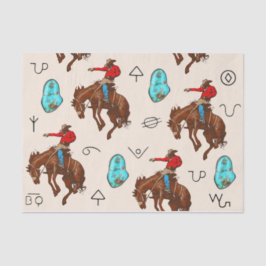 Turquoise, Broncs en Brands Tissue Paper Tissuepapier (Voorkant)