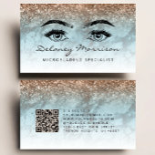 Turquoise Bronze Marble Eyes QR Code Microblading Visitekaartje