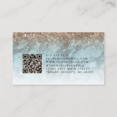 Turquoise Bronzen Marmeren Ogen QR Code Microbladi Visitekaartje (Achterkant)