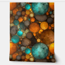 Turquoise Brown Abstract Fractal Pattern Behang
