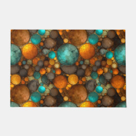 Turquoise Brown Abstract Fractal Pattern Deurmat