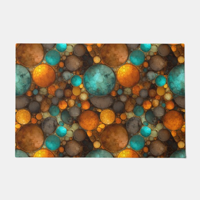 Turquoise Brown Abstract Fractal Pattern Deurmat (Voorkant)