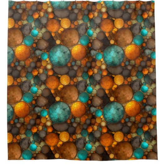 Turquoise Brown Abstract Fractal Pattern Douchegordijn (Voorkant)