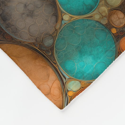 Turquoise Brown Abstract Fractal Pattern Fleece Deken (Hoek)
