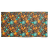 Turquoise Brown Abstract Fractal Pattern Kussensloop (Voorkant)