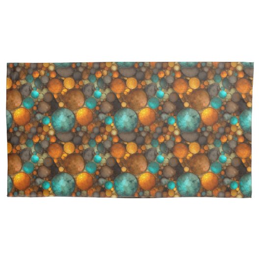 Turquoise Brown Abstract Fractal Pattern Kussensloop (Voorkant)