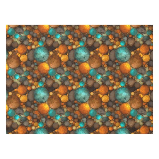 Turquoise Brown Abstract Fractal Pattern Tafelkleed (Voorkant (Horizontaal))