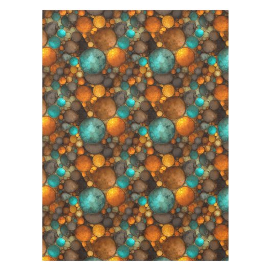 Turquoise Brown Abstract Fractal Pattern Tafelkleed (Voorkant)