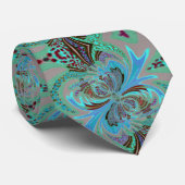 Turquoise & Brown Abstracte Swirl Stropdas (Opgerold)