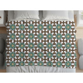 Turquoise, brown and white geometric mandala  fleece deken