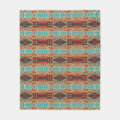 Turquoise Brown Burnt Oranje Mosaic Art Patroon Fleece Deken (Voorkant)