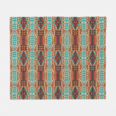 Turquoise Brown Burnt Oranje Mosaic Art Patroon Fleece Deken (Voorkant (Horizontaal))