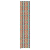 Turquoise Brown Burnt Oranje Mosaic Pattern Korte Tafelloper (Voorkant)