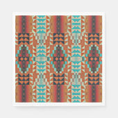 Turquoise Brown Burnt Oranje Mosaic Pattern Servet (Voorkant)