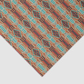 Turquoise Brown Burnt Oranje Mosaic Pattern Tissuepapier (Detail)