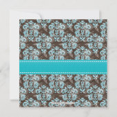 Turquoise Brown Damask Sweet Sixteen uitnodigingen (Achterkant)