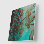Turquoise, Brown en Tan Vierkante Klok (Hoek)