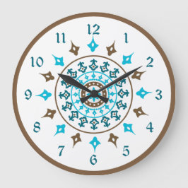   Turquoise Brown Genummerde wandklok