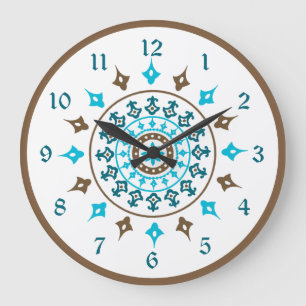Turquoise Brown Genummerde wandklok