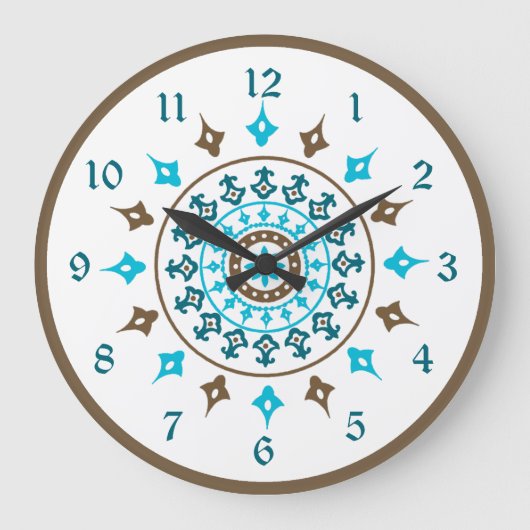   Turquoise Brown Genummerde wandklok (Voorkant)