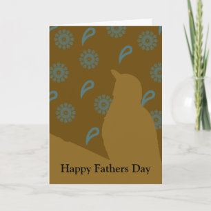 Turquoise Brown Gold Bird Silhouette Kaart