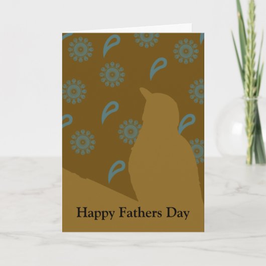 Turquoise Brown Gold Bird Silhouette Kaart (Voorkant)