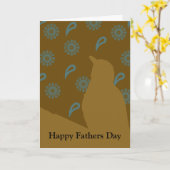 Turquoise Brown Gold Bird Silhouette Kaart (Gele Bloem)