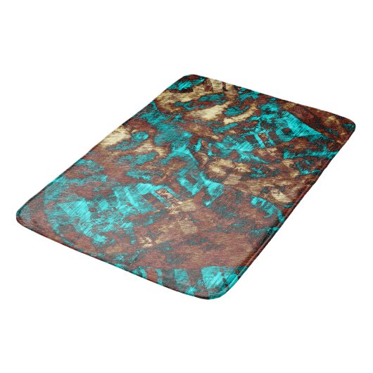 Turquoise Brown Modern Abstract vervormd patroon Badmat (Gekanteld)