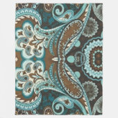 Turquoise Brown  Paisley 3 Fleece Deken (Voorkant)