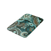 Turquoise Brown  Paisley Badmat (Gekanteld)