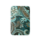 Turquoise Brown  Paisley Badmat (Voorkant Verticaal)