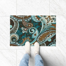 Turquoise Brown  Paisley Deurmat