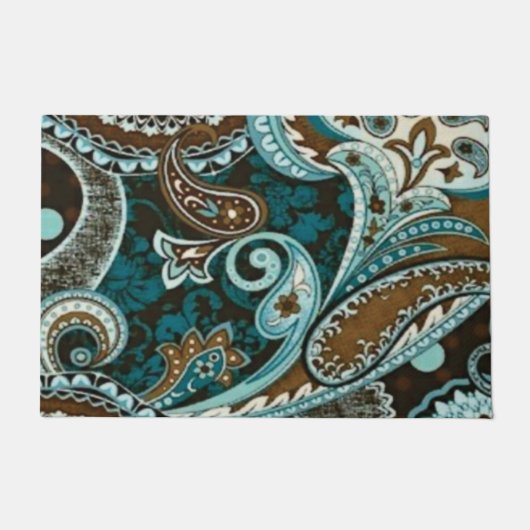 Turquoise Brown  Paisley Deurmat (Voorkant)