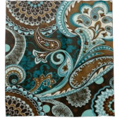 Turquoise Brown  Paisley Douchegordijn (Voorkant)