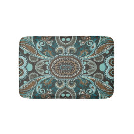 Turquoise Brown  Paisley Full Badmat
