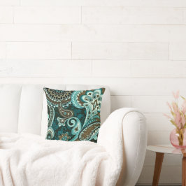 Turquoise Brown  Paisley Kussen