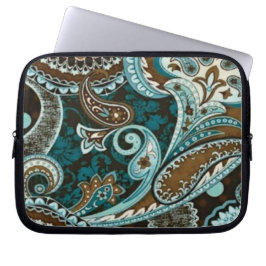 Turquoise Brown  Paisley Laptop Sleeve
